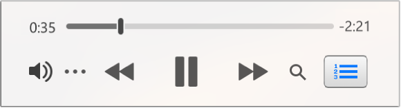 Den lille iTunes-minispilleren som viser kun kontrollene (og ikke albumbildet).