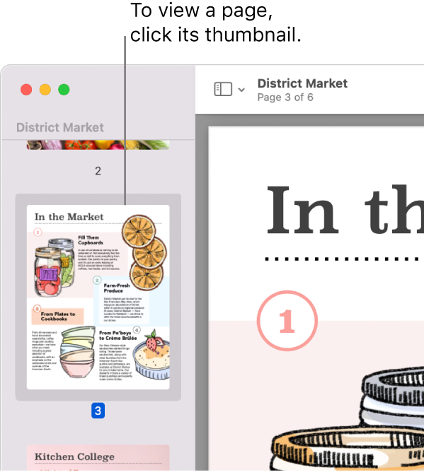 A PDF with thumbnails displayed in the sidebar.