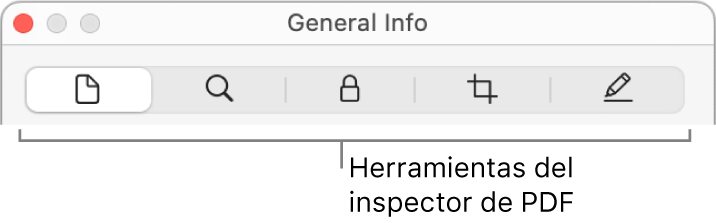 Las herramientas del inspector de PDF.