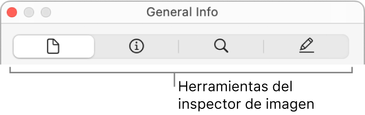 Las herramientas del inspector de imágenes.