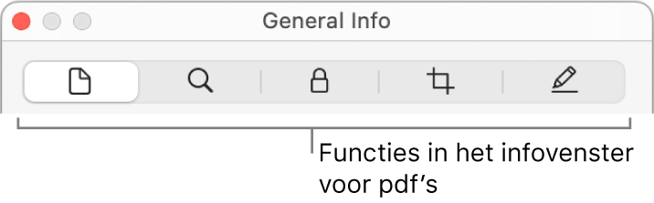 De functies in het infovenster voor pdf's.