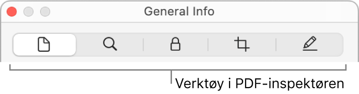 Verkøyene i PDF-inspektøren.