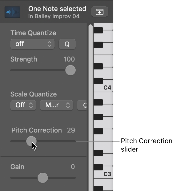 Figure. Pitch Correction slider.
