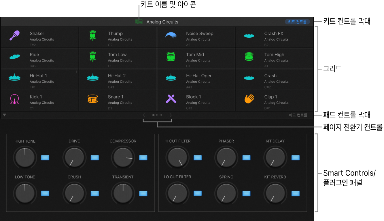 그림. Drum Machine Designer 인터페이스.