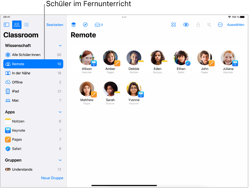 Einrichten von mit Apple School Manager erstellten Klassen in der App „Classroom“ Apple