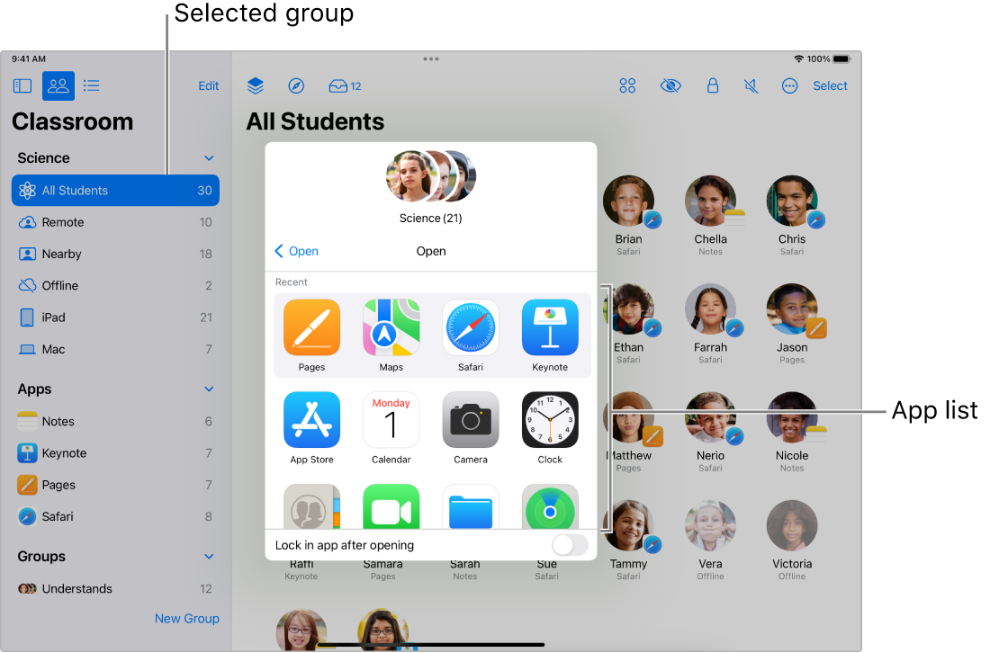 Manage students' app usage in Classroom - Apple Support