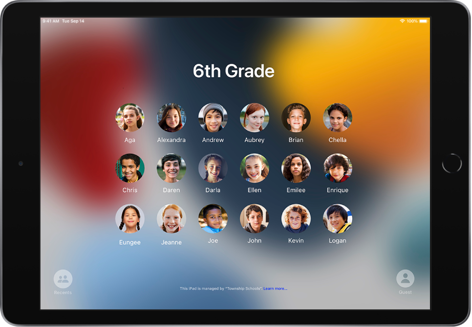 A Shared iPad showing students.