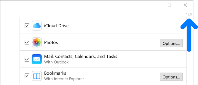 Un gros plan du numéro de version d’iCloud pour Windows.