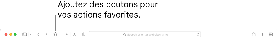 Une barre d’outils affichant un bouton que vous pouvez ajouter pour vos actions préférées.