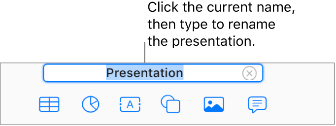 The default presentation name at the top of the Tools pop-up menu.