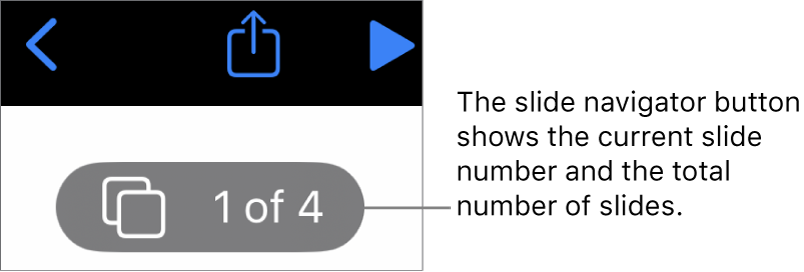 The slide navigator button showing showing the current slide number and the total number of slides in the presentation.