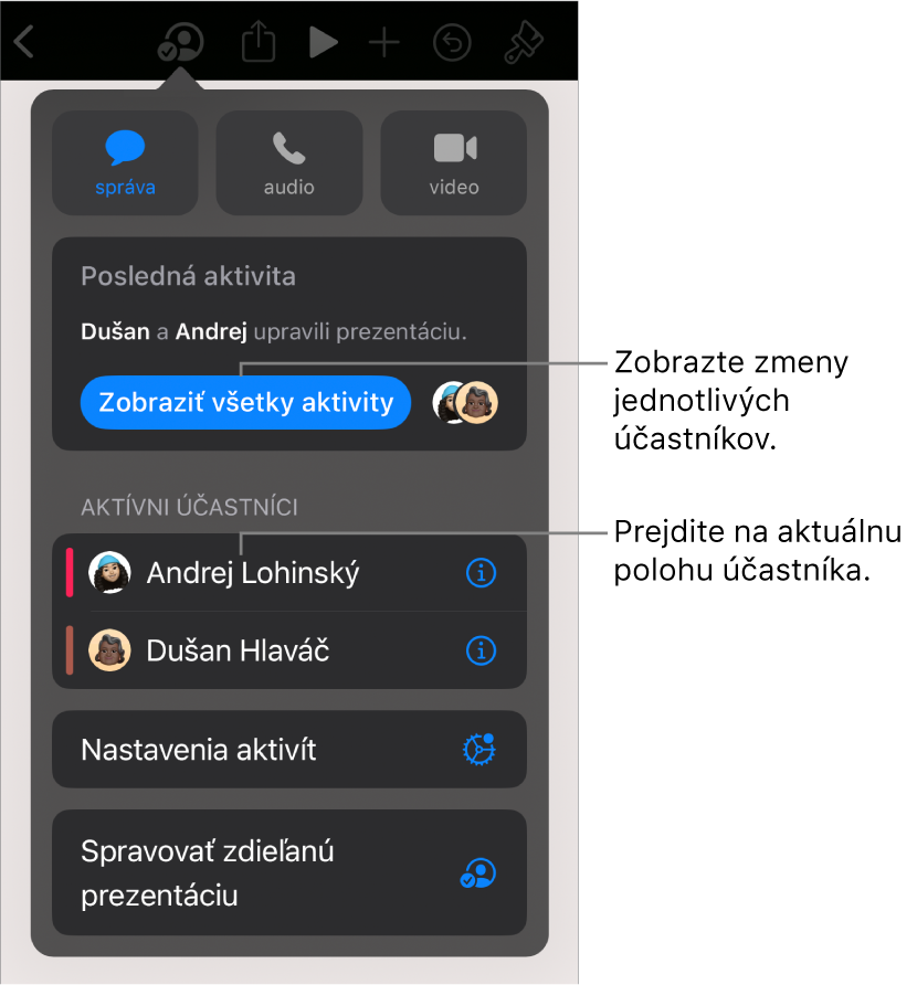 Menu spolupráce s uvedenými aktuálnymi účastníkmi.