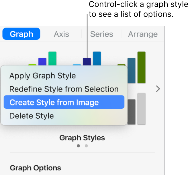 The graph style shortcut menu.