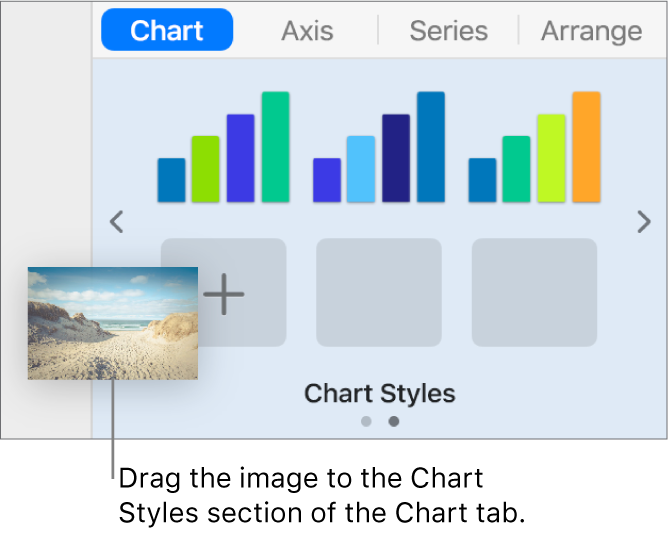 Dragging an image to the chart styles to create a new style.