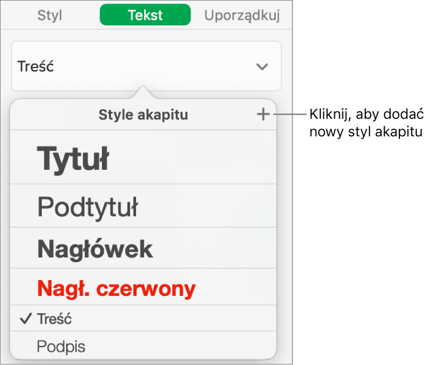 Okno dialogowe do tworzenia nowego stylu akapitu.