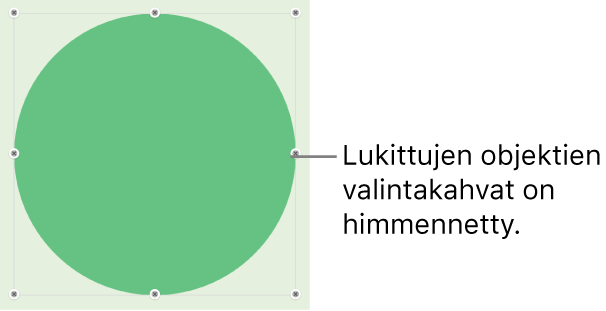 Lukittu objekti, jossa on himmennetyt valintakahvat.