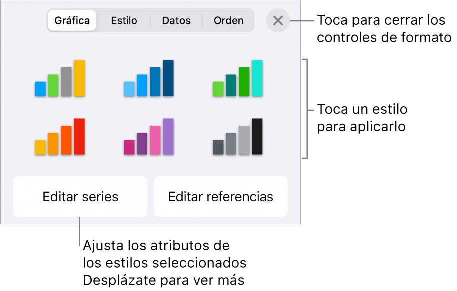 La pestaña Gráfica del botón Formato.