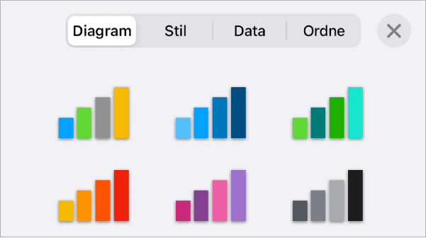 Diagramstiler i Diagram-fanen i Format-menyen.