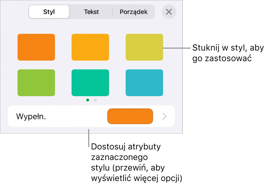 Karta Styl w menu Format, zawierająca na górze style obiektu, a poniżej narzędzie do zmiany krawędzi.