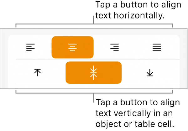 Horizontal and vertical alignment buttons for text.