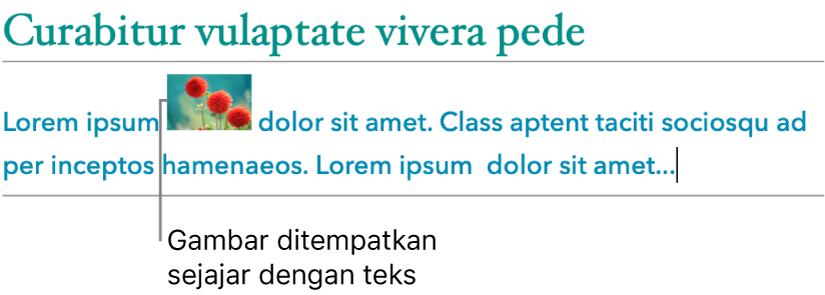 Gambar ditempatkan sejajar dengan teks.
