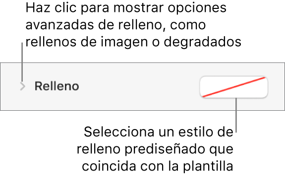 Controles para elegir un color de relleno.