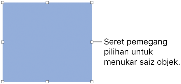 Objek dengan segi empat putih pada jidarnya untuk menukar saiz objek.