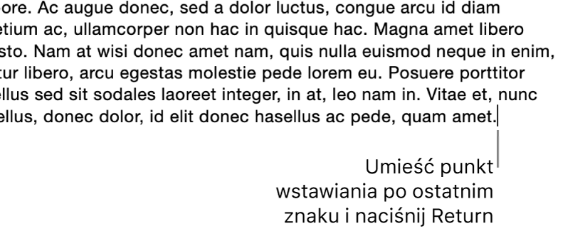 Punkt wstawiania umieszczony po kropce w ostatnim zdaniu akapitu.