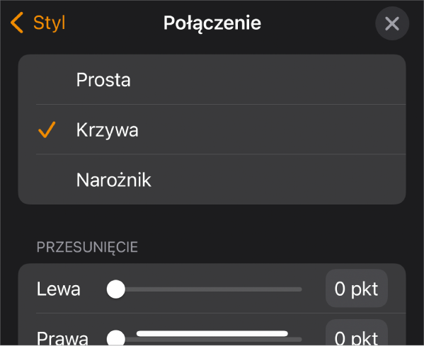 Narzędzia Połączenie z zaznaczonym narzędziem Krzywa.