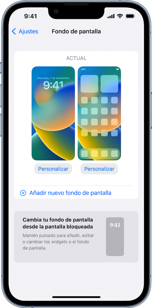 Cambiar el fondo de pantalla en el iPhone - Soporte técnico de Apple (ES)