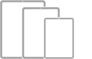 En illustration af tre iPad-modeller uden knappen Hjem.
