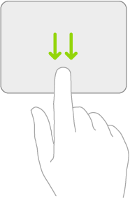 Illustration symbolisant le geste à effectuer sur un trackpad pour afficher l’écran d’accueil.