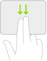 Een afbeelding met het gebaar op een trackpad om het zoekveld vanuit het beginscherm te openen.
