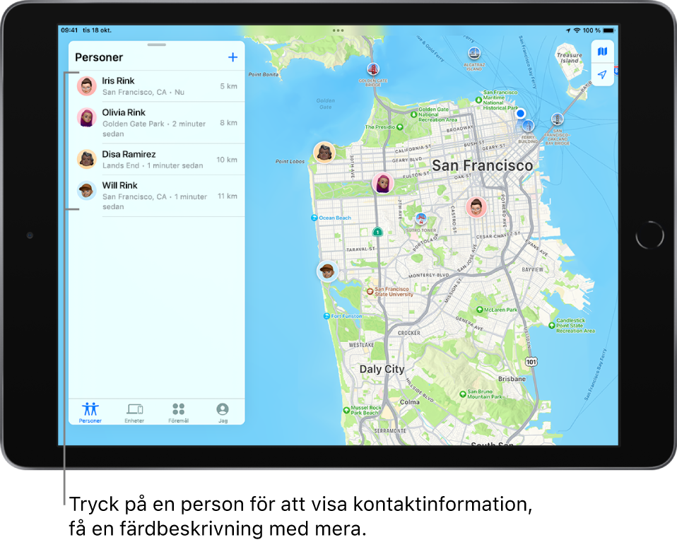 Hitta en vän i Hitta på iPad - Apple-support (SE)