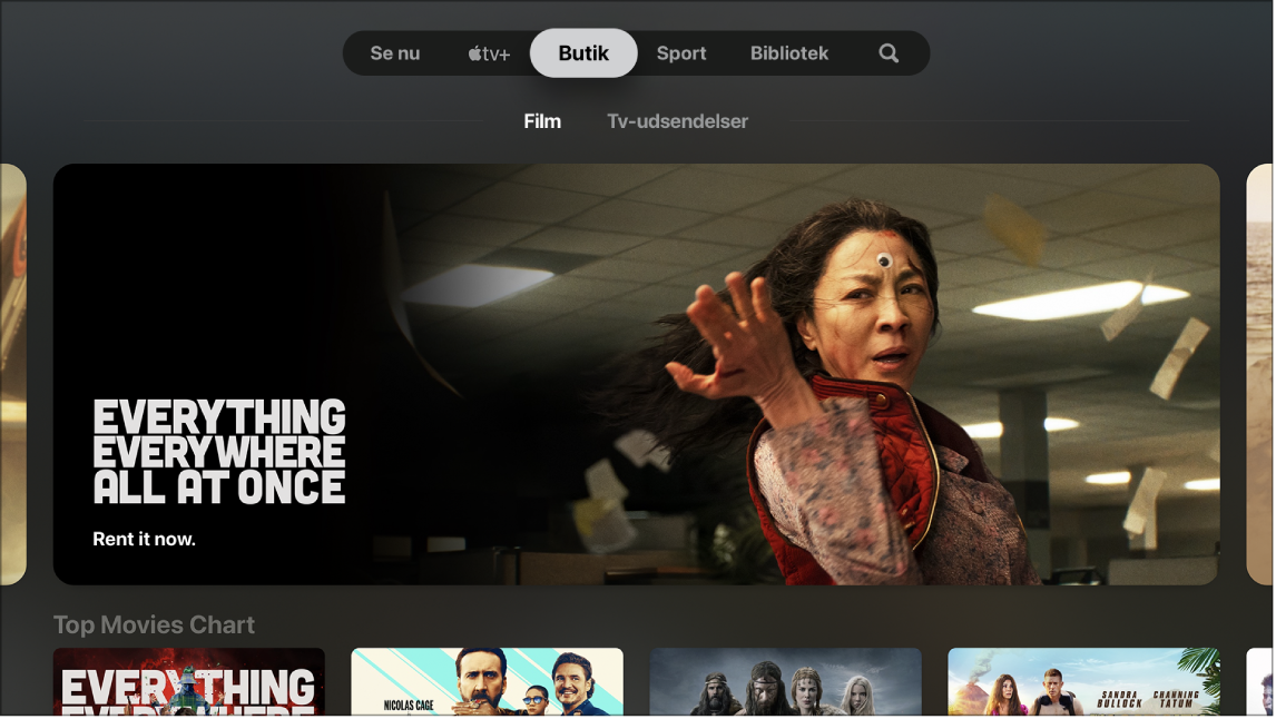 Skærm, der viser butikken.