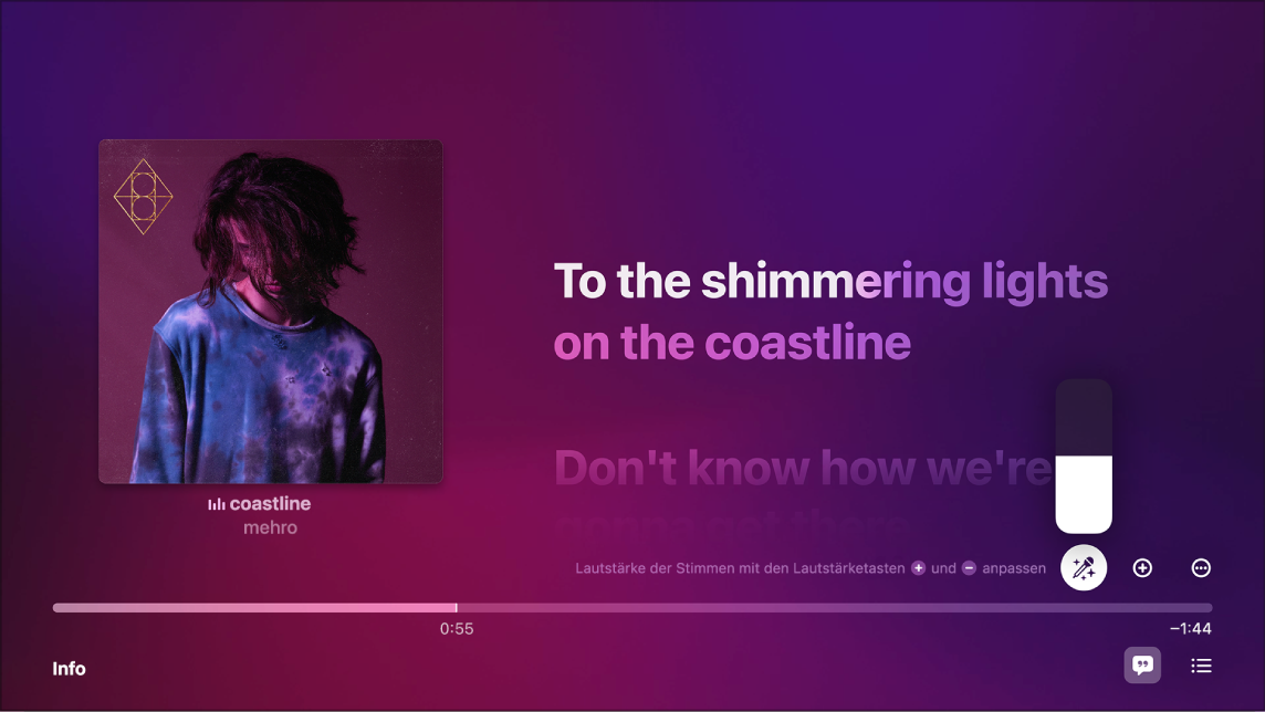 Bildschirm „Jetzt läuft“ mit Apple Music Sing