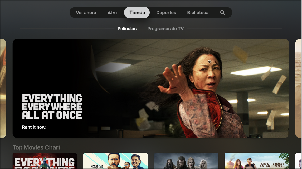 Pantalla en la que se muestra la Tienda.