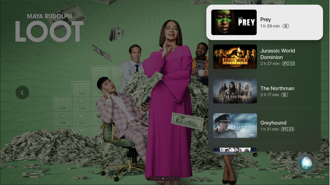 Resultados de la búsqueda de Siri