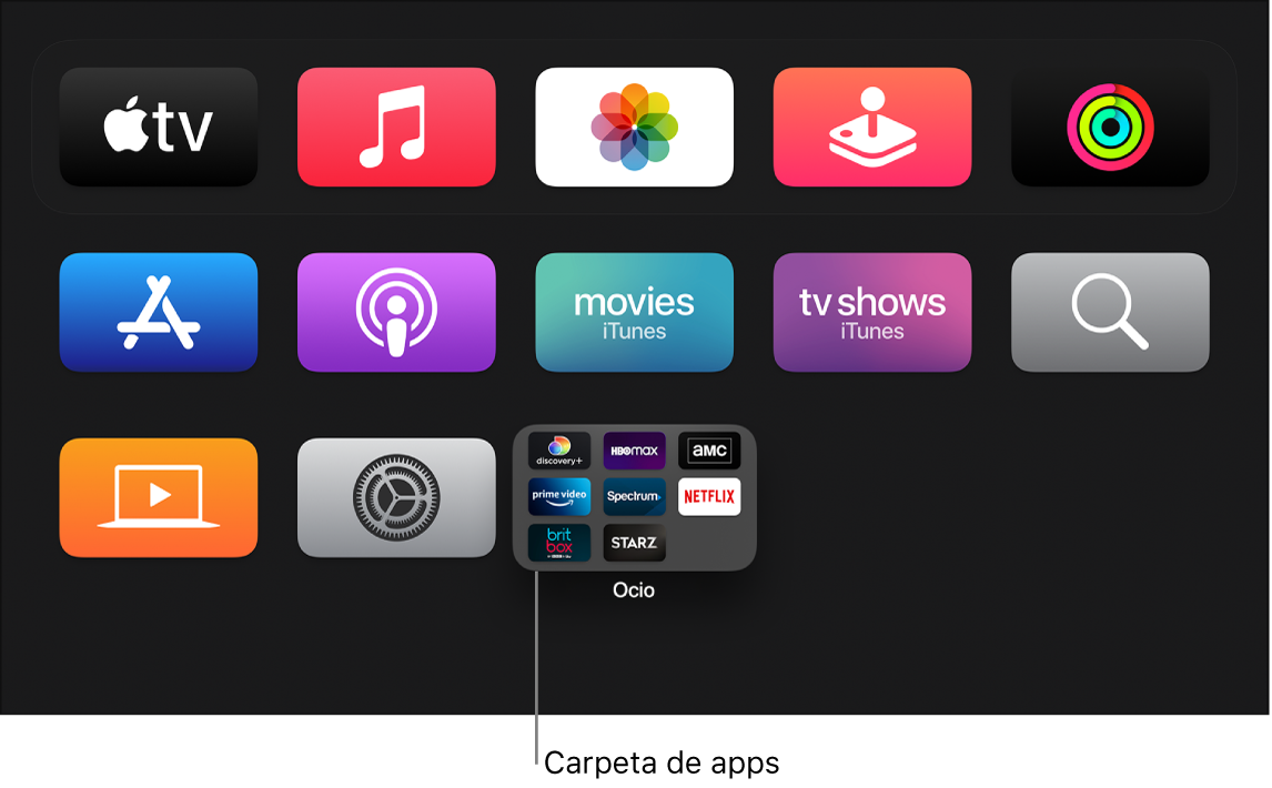 Pantalla de inicio con una carpeta de apps.