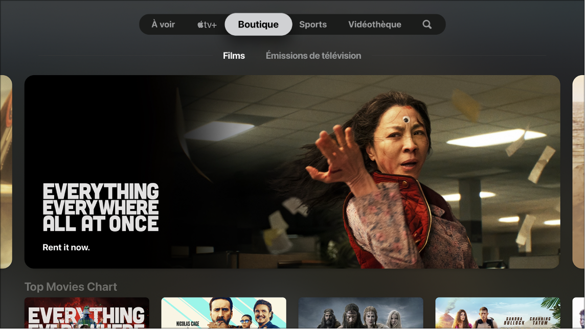 Écran qui affiche la boutique