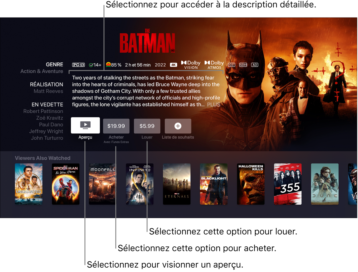 Écran d’informations de film