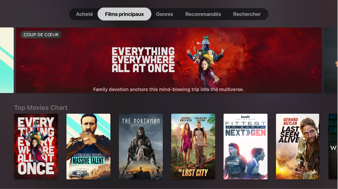 Écran d’accueil de Films iTunes