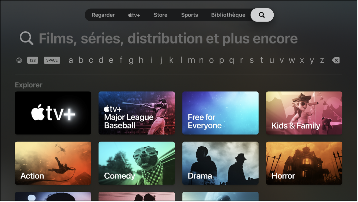 Écran montrant la recherche