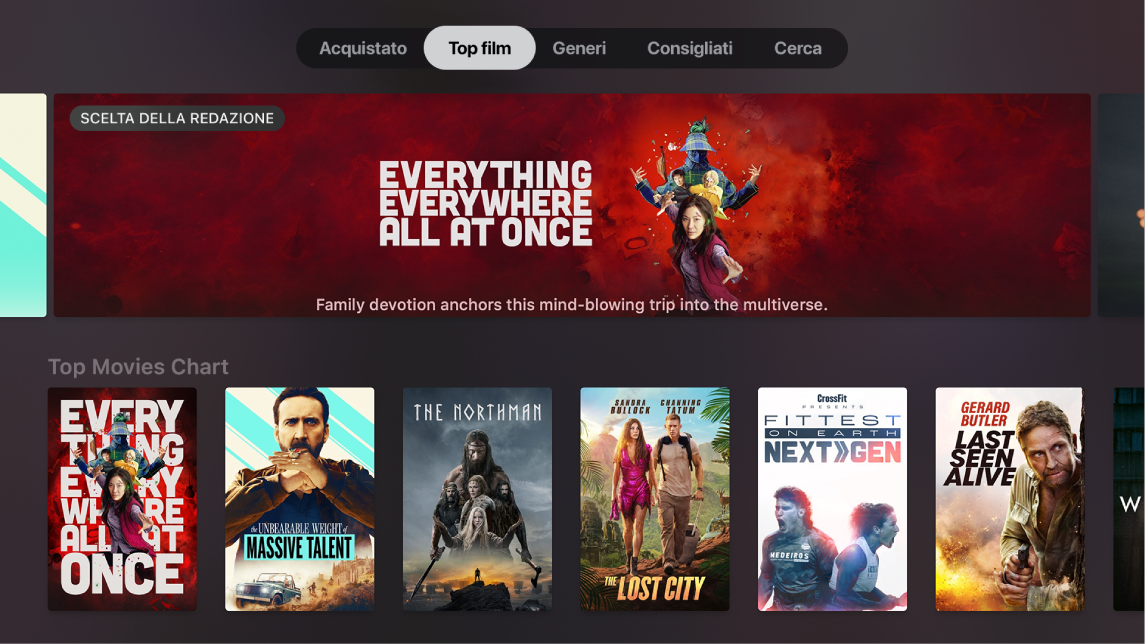 Schermata Home di Film di iTunes