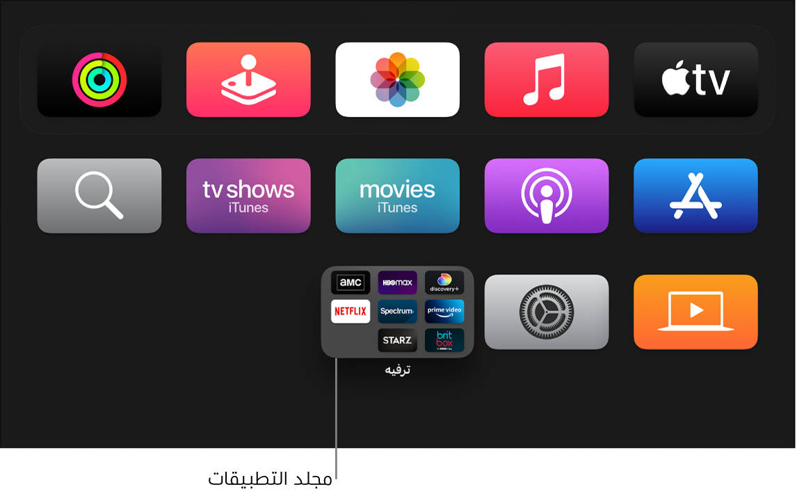 الشاشة الرئيسية ويظهر بها مجلد تطبيقات