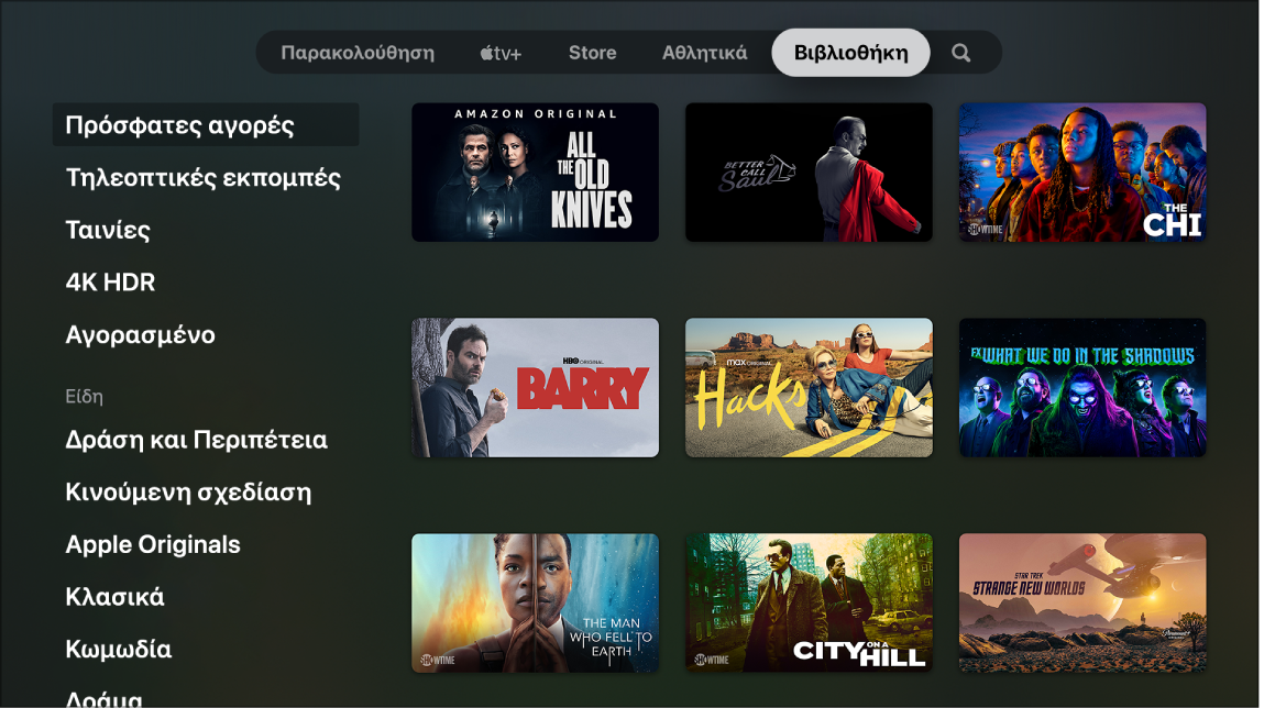 Οθόνη όπου φαίνεται η Βιβλιοθήκη