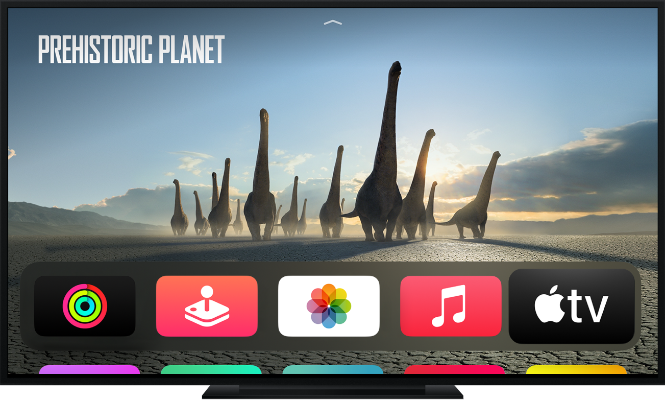 Apple TV שמראה את מסך הבית