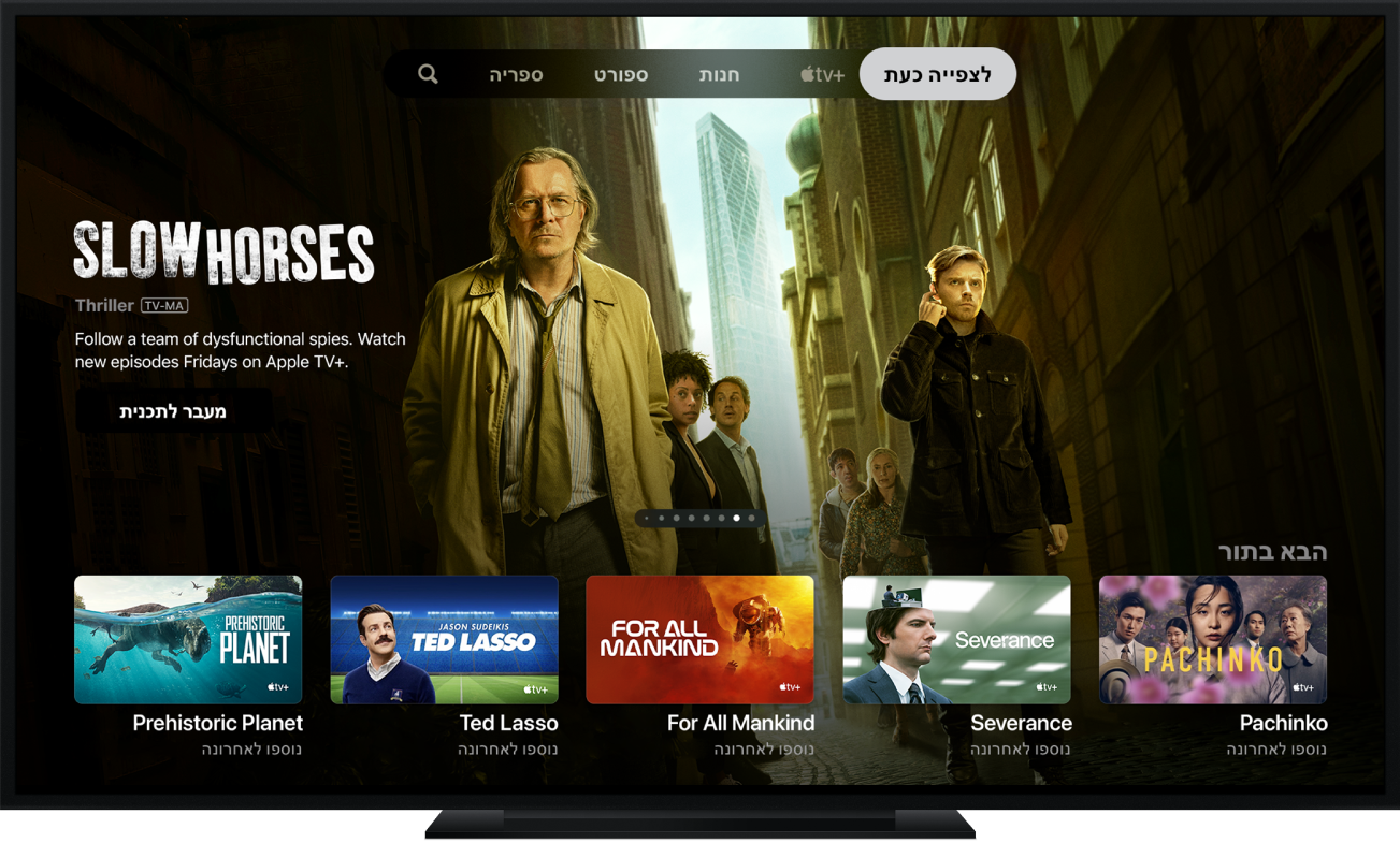 מכשיר Apple TV עם היישום TV של Apple