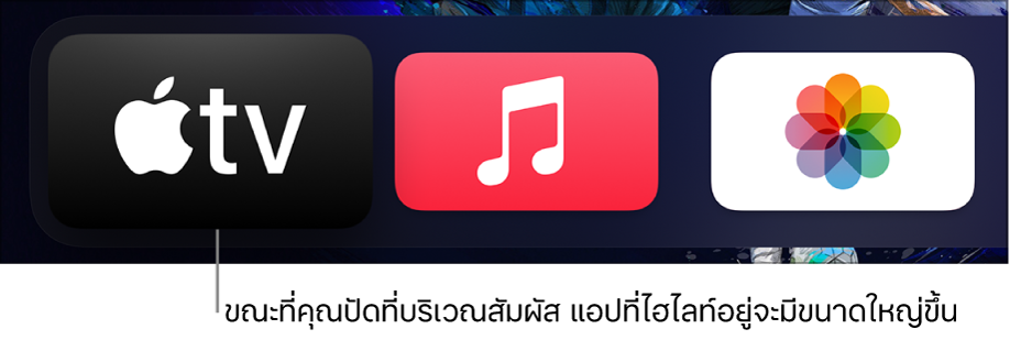 แอปที่ถูกเลือกบนหน้าจอโฮม