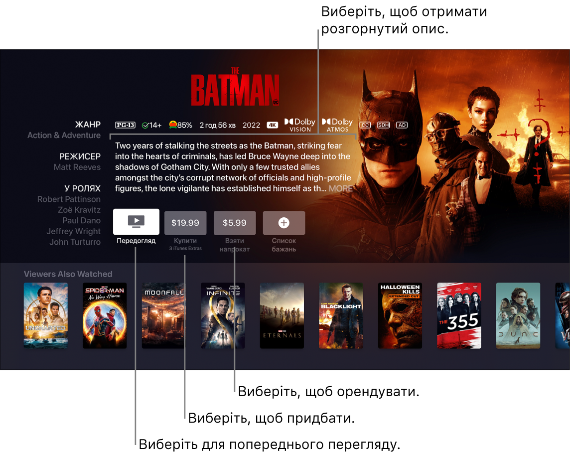 Екран «Інформація про фільм»